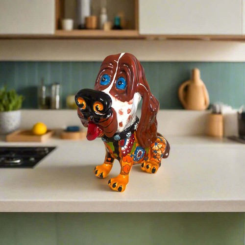 Talavera cocker spaniel statue - spaniel,
